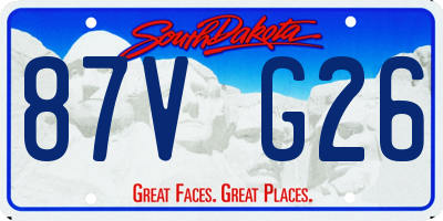 SD license plate 87VG26