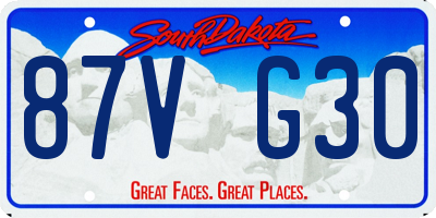 SD license plate 87VG30