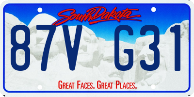 SD license plate 87VG31
