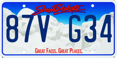 SD license plate 87VG34