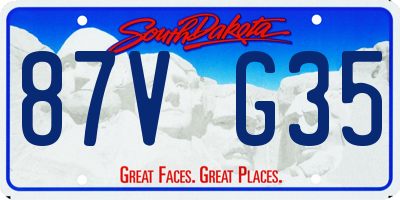 SD license plate 87VG35