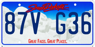 SD license plate 87VG36