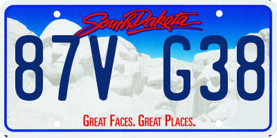 SD license plate 87VG38
