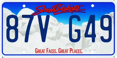SD license plate 87VG49