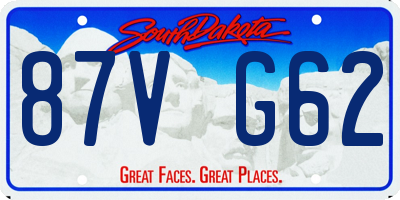 SD license plate 87VG62