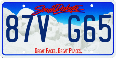 SD license plate 87VG65