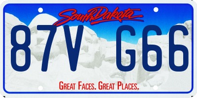 SD license plate 87VG66