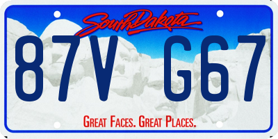 SD license plate 87VG67