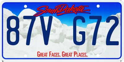 SD license plate 87VG72