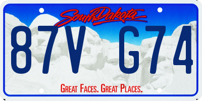 SD license plate 87VG74