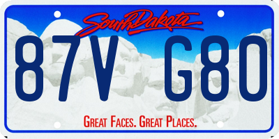 SD license plate 87VG80