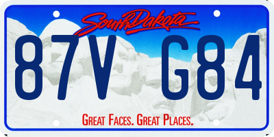 SD license plate 87VG84