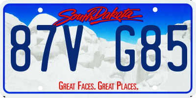 SD license plate 87VG85