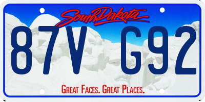 SD license plate 87VG92