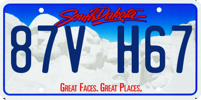 SD license plate 87VH67