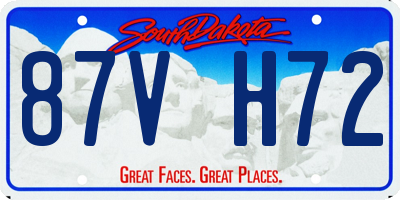 SD license plate 87VH72