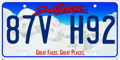 SD license plate 87VH92