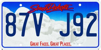 SD license plate 87VJ92