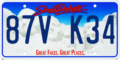 SD license plate 87VK34