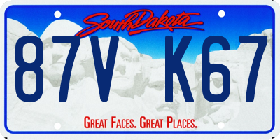 SD license plate 87VK67