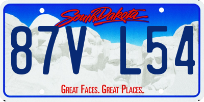 SD license plate 87VL54