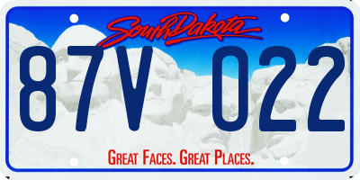 SD license plate 87VO22