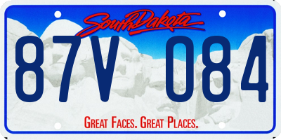SD license plate 87VO84