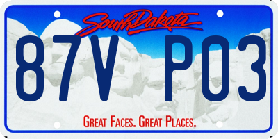 SD license plate 87VP03