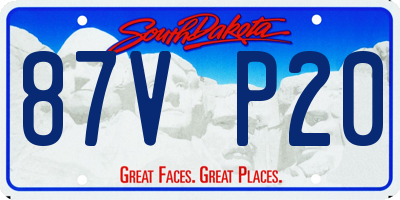 SD license plate 87VP20