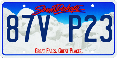 SD license plate 87VP23