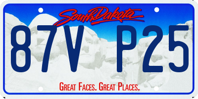 SD license plate 87VP25