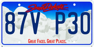 SD license plate 87VP30