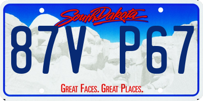 SD license plate 87VP67