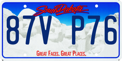 SD license plate 87VP76