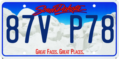 SD license plate 87VP78