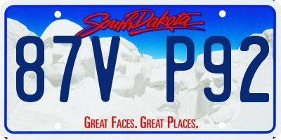 SD license plate 87VP92