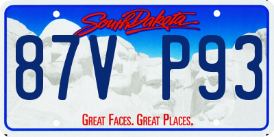 SD license plate 87VP93