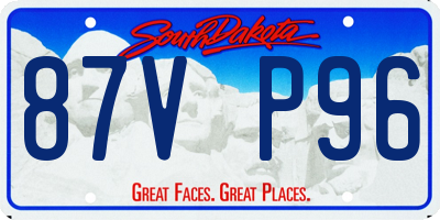 SD license plate 87VP96