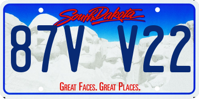 SD license plate 87VV22