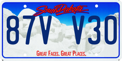SD license plate 87VV30