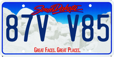 SD license plate 87VV85