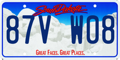 SD license plate 87VW08