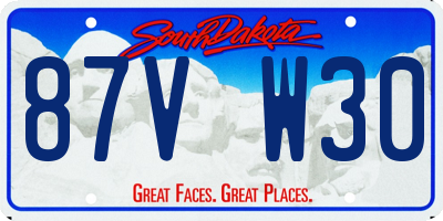 SD license plate 87VW30