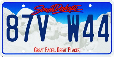 SD license plate 87VW44