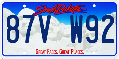 SD license plate 87VW92