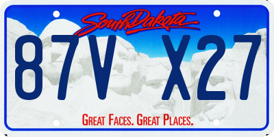 SD license plate 87VX27