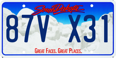 SD license plate 87VX31