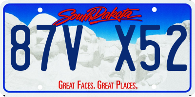 SD license plate 87VX52