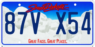 SD license plate 87VX54