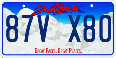 SD license plate 87VX80